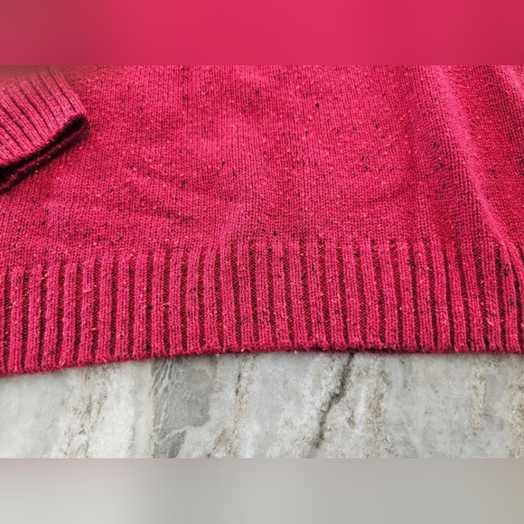 Crown & Ivy Womens Red Speckled Knit Sweater Long Sleeve Crew Neck Acrylic Med - Picture 3 of 10